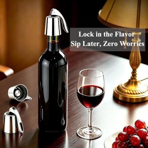Pafusen Wine Stoppers Set of 2, Stainless Steel Wine Bottle Stopper