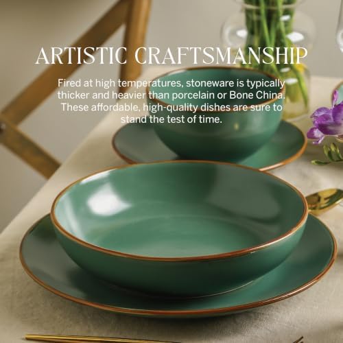 Stone Lain Brasa Modern Stoneware 16 Piece Dinnerware Sets, Plates and