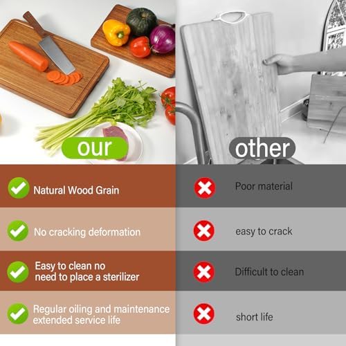 Solid Teak Wood Cutting Board, 21.7 x 15 Inches