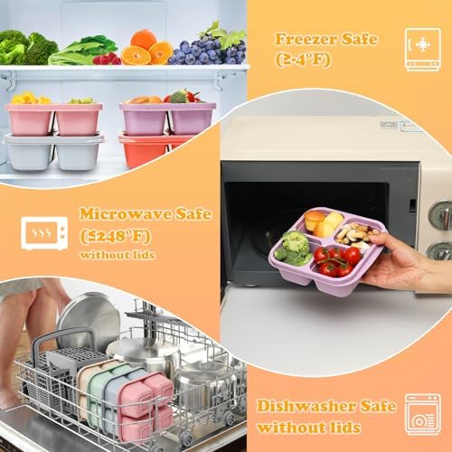 6 Pack Snack Containers, 4 Compartment Snack Box Containers Bento Box