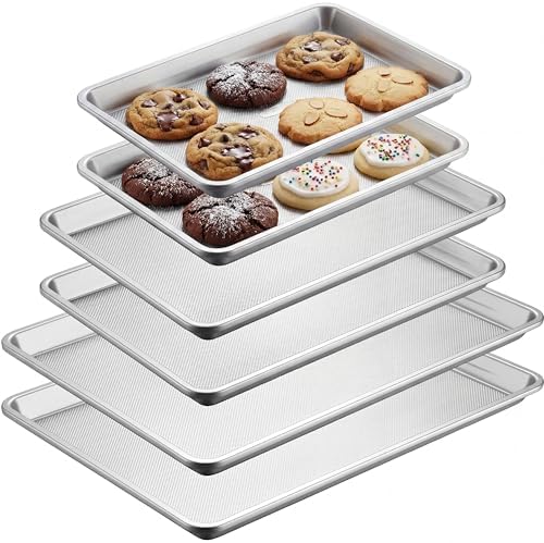 Roshtia 6 Packs Carbon Steel Nonstick Baking Pans Set, Cookie Sheets