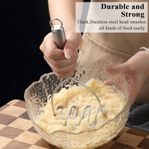 Potato Masher Stainless Steel 2pcs, Mashed Potato Masher Kitchen Tool