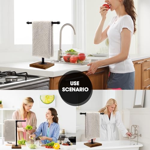 T-Shape 15'' Black Hand Towel Holder Stand