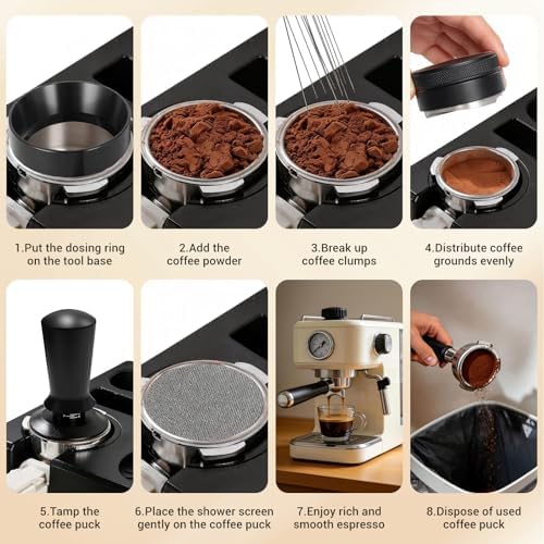 51mm Espresso Accessories Kit, Espresso Knock Box and Tamping Station