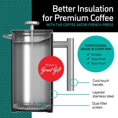 Coffee Gator 34 Oz French Press and 4oz Mini Canister