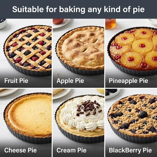 11 Inch Tart Pan with Removable Bottom, Non-Stick Pie Pan for Baking