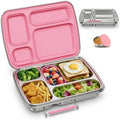 Stainless Steel Bento Lunch Box, 4 Compartments, Pink