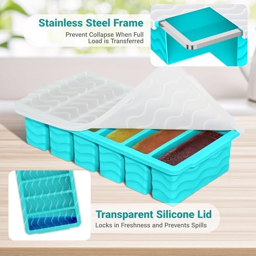 1/2 Cup Silicone Freezer Molds with Lid, 2-Pack Silicone Freezer Trays