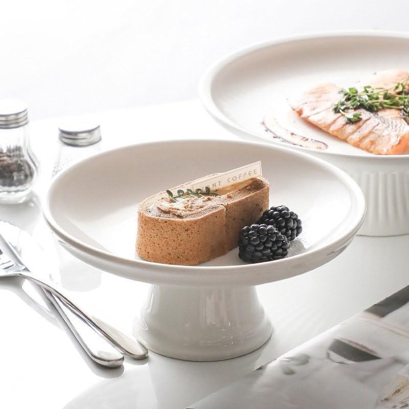 Ceramic Dinner Plates Round High Foot Fruit Tray Ceramic Snacks