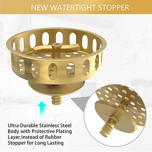 Gold Sink Drain Strainer, 3-1/2 Inch, Stainless Steel