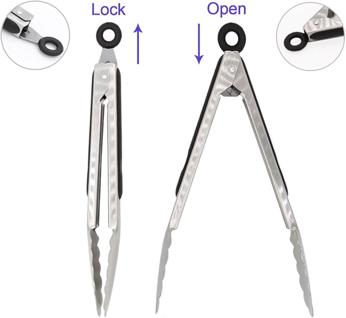 304 Stainless Steel Kitchen Cooking Tongs - Image 3