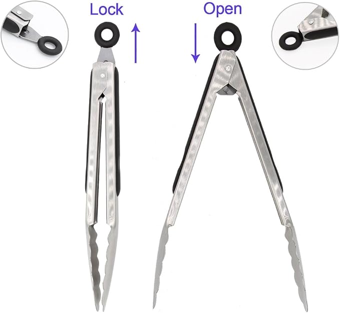 304 Stainless Steel Kitchen Cooking Tongs - Image 3