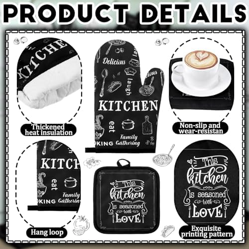 Fourluoo 10 Pcs Kitchen Towels Rugs Mats Set, Oven Mitts Pot Holders