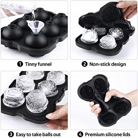 Ice Cube Tray, Mikiwon Rose 2 Inch Ice Mold with Lid