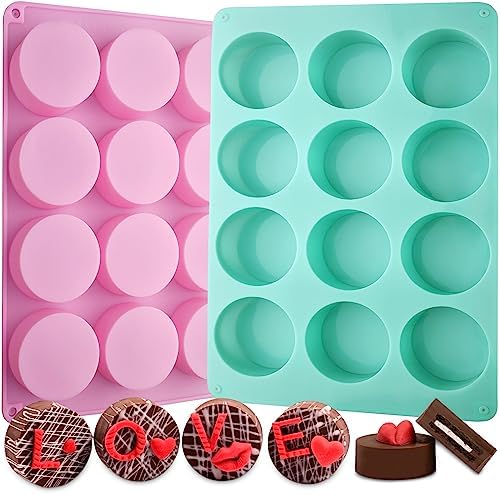 Actvty Chocolate Cover Cookie Silicone Molds, New Size 12-Cavity Round