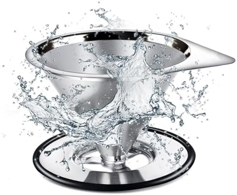LHS Pour Over Coffee Dripper Stainless Steel Coffee Filter Metal Cone