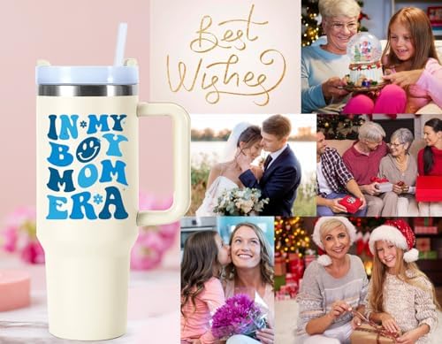 40 oz In My Boy Mom Era Cup Tumbler with Handle.40 oz Boymom Mothers