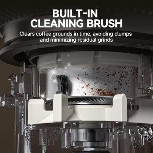 AMZCHEF Burr Coffee Grinder, 48 Settings, Metallic Silver