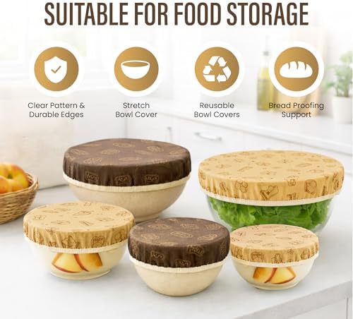 Reusable Beeswax Bowl Covers, Set of 5, 5.5–13-Inch
