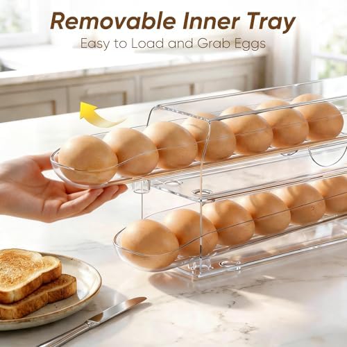 theaoo Auto-Rolling Egg Holder for Fridge, 1 Pack