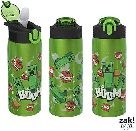 Zak Designs Minecraft Water Bottle for Travel and At Home, 19 oz