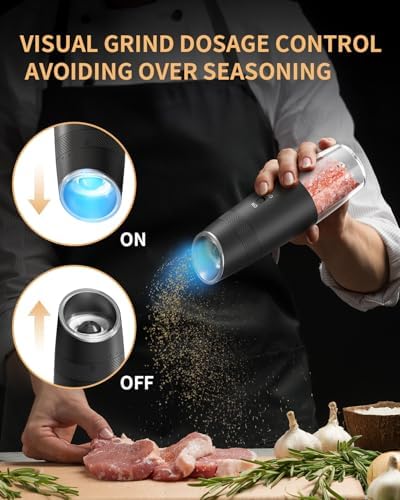 CIRCLE JOY Gravity Electric Salt and Pepper Grinder Set
