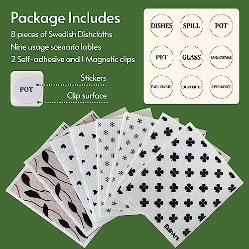 Eulnars Reusable Paper Towels, 8-Pack Swedish Dishcloths for Kitchen