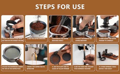 8 PCS Espresso Accessories Kit, 51mm Spring Loaded Espresso Tamper Kit