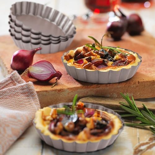 Webake 4 Inch Mini Tart Pan Set of 6, Non-Stick Small Tart Mold Quiche