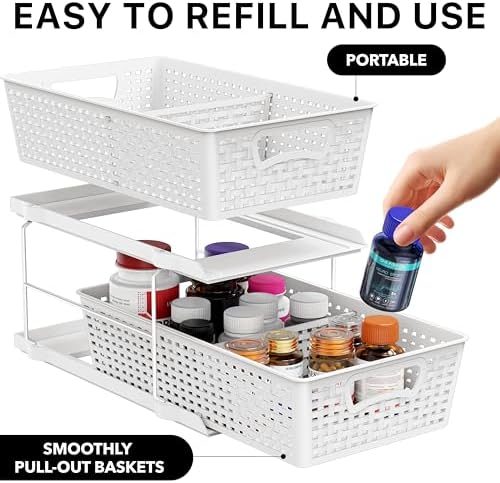Simple Houseware 2 Tier Pull-Out Under Sink Storage, White