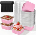 60 Pack 5oz Mini Cake Pans with Lids Aluminum Foil Square Baking Cups
