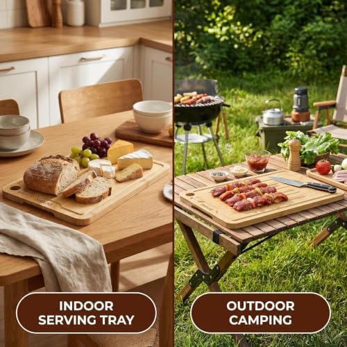 Natural Bamboo Cutting Board Set of 3 for Kitchen, Wood Chopping