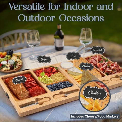 Charcuterie Boards Set, Large Bamboo Cheese Board
