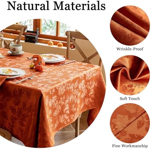 Joyfol Day Fall Thanksgiving Tablecloth, Jacquard Fabric Autumn Square