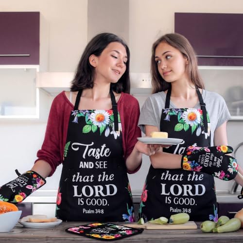 Skicuff Christian Floral Apron, Oven Mitt and Pot Holder Set