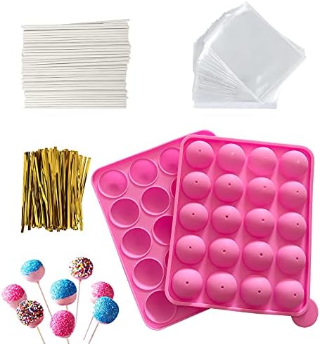 20 Cavity Silicone Cake Pop Mold Kits - Cake Pop Tray with 60pcs Cake