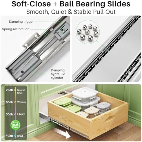 Pull Out Cabinet Organizer, Soft Close Slide Out Solid Wooden