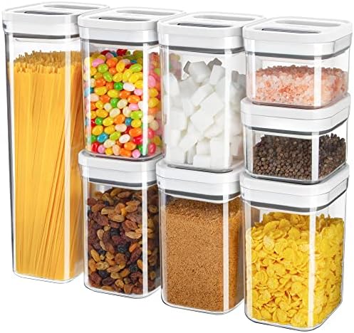 MR.SIGA 8 Piece Airtight Food Storage Container Set for Pantry Organization