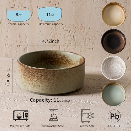 Ceramic Bowl Sets of 4, 4.5 Inches Mix Color, Small Bowls Set