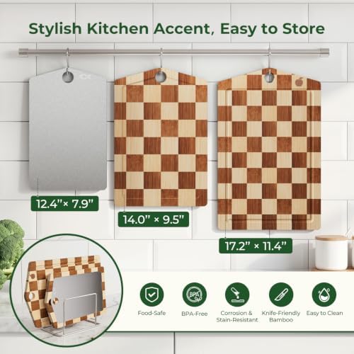 Pure Titanium Cutting Board, Bamboo Cutting Boards Set for Kitchen