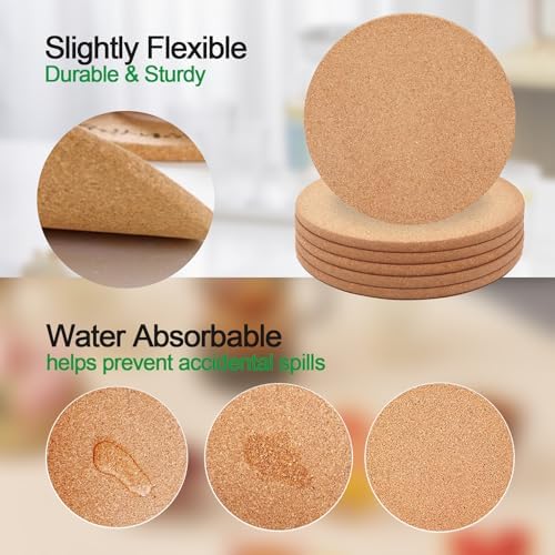 Cork Trivet, 4 Pack High Density Thick Cork Coasters Set for Hot