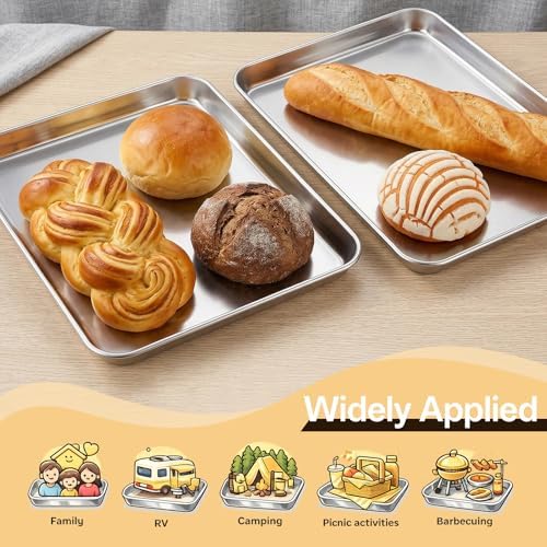 4 Pack Stainless Steel Baking Sheet, 12.4 x 9.65 x 0.98 Inch