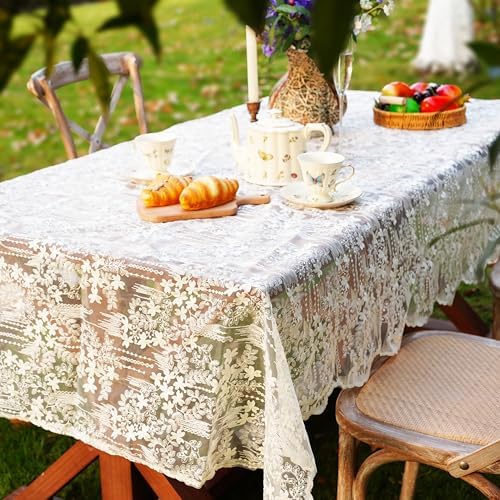 JE JOUE French Embroidery Lace Tablecloth - Rectangular for Coffee