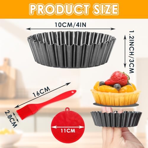 8 Pack Mini Tart Pans 4 Inch with Removable Bottom Round Nonstick