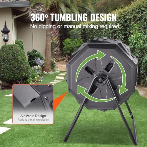 VEVOR Compost Bin, 43-Gal Dual Chamber Tumbler