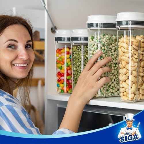 MR.SIGA Airtight Cereal Dispenser Set, Storage Containers for Dry Goods