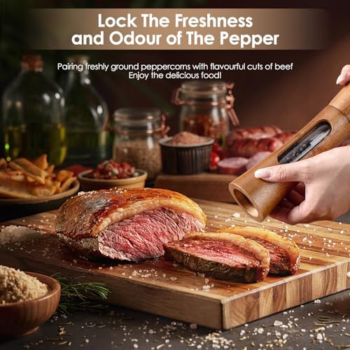 Wooden Salt and Pepper Grinder Set, 8 Inch Manual Pepper Mill