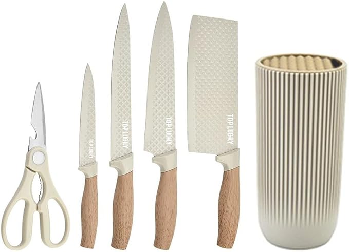 Knife Set, Wiztoynia 6-Piece Khaki Kitchen Knife Set - Image 8