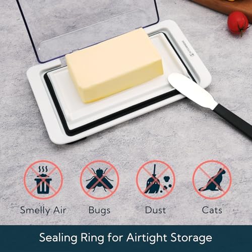 KITCHENDAO Airtight Flip-Top Butter Dish with Lid and Knife Spreader
