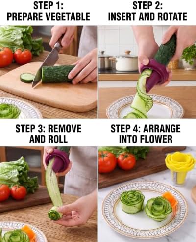 3D Handheld Spiral Vegetable Slicer, Rose Red